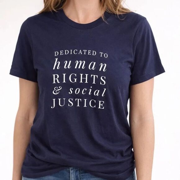 Bella Canvas Tops - Bella Canvas Human Rights & Social Justice Navy Graphic Tee